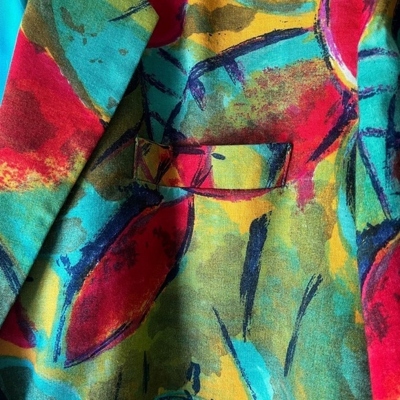 Vtg PAUL Et DUFFIER Womens M Blazer Jacket Artsy Abstract Colorful Boyfriend Cut - Picture 7 of 15